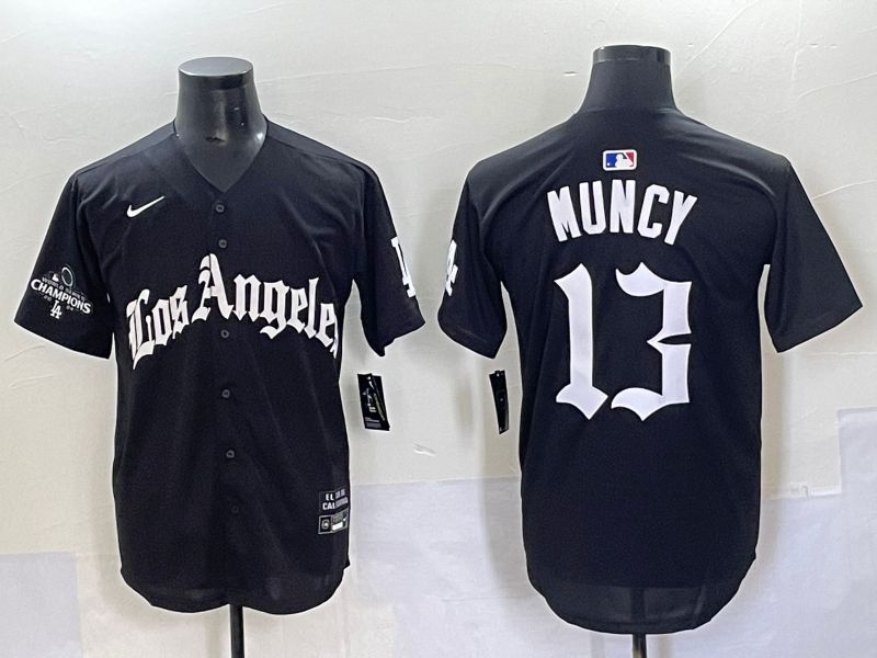 Men 2025 Los Angeles Dodgers #13 Muncy Black Five generations Joint Name Nike MLB Jersey style 10->los angeles dodgers->MLB Jersey